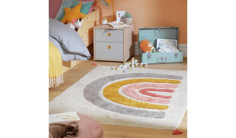 Habitat Kids Rainbow Natural Cotton Flatweave Rug -120x170cm