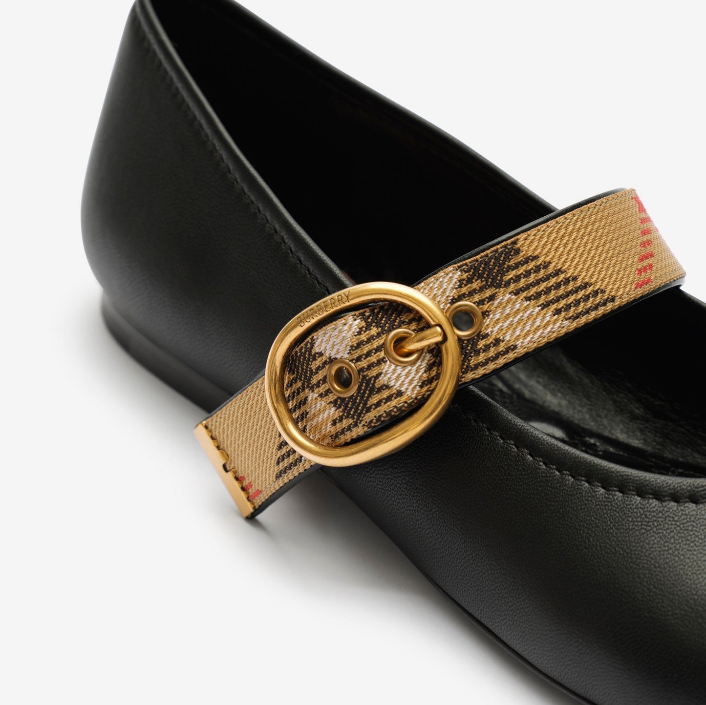 Check Strap Leather Robin Ballerinas