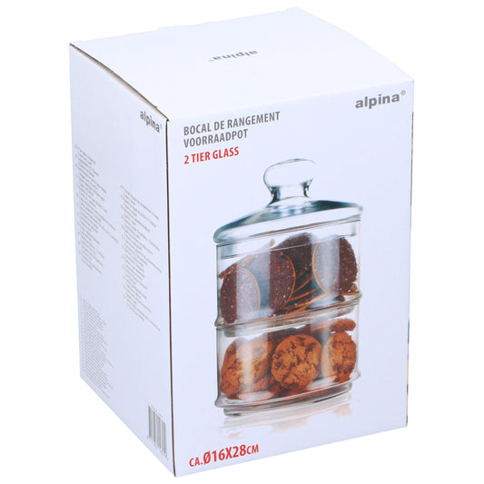 Alpina ALPINA Glass Storage Jar 2-Tier O16x28cm