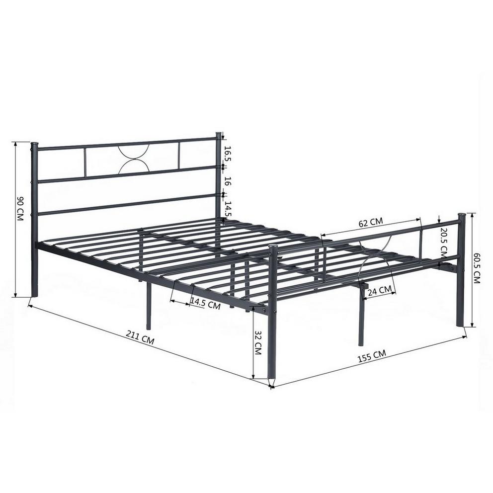 FurnitureR SANE Black Metal Bedframe Queen size