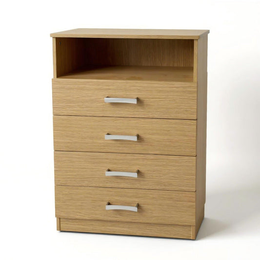 FurnitureR 4-Drawer Chest with Open Shelf