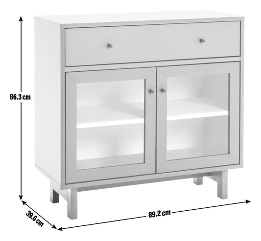 Habitat Jadon 2 Door Display Cabinet - Dark Grey & Oak