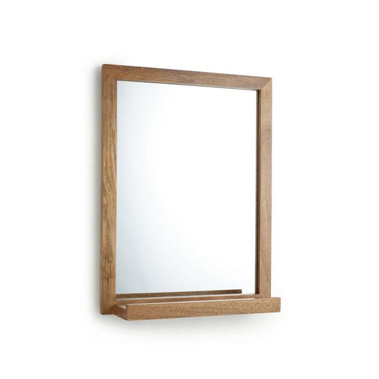 Habitat Mango Wood Bathroom Mirror with Shelf - 52x40cm