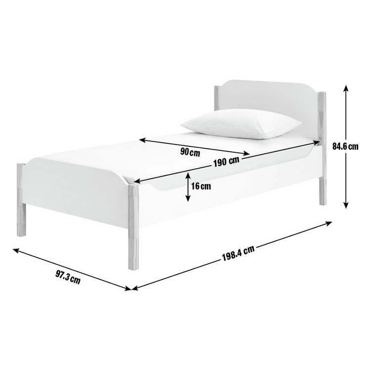 Habitat Nico Single Bed Frame With Mattress - White & Pine