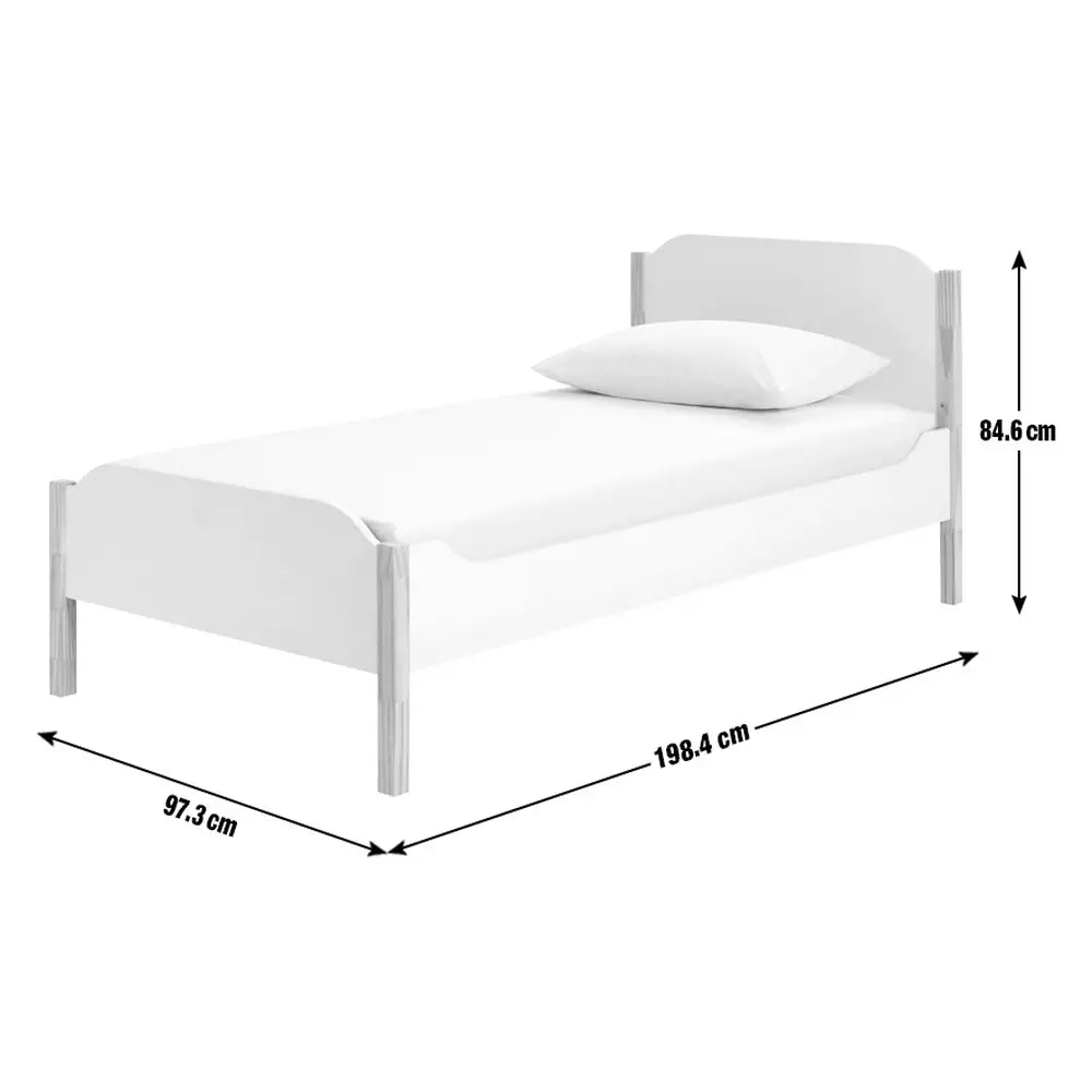 Habitat Nico Single Wooden Bed Frame - White & Pine