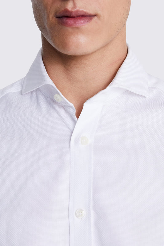 Tailored Fit White Dobby Cotton Shirt