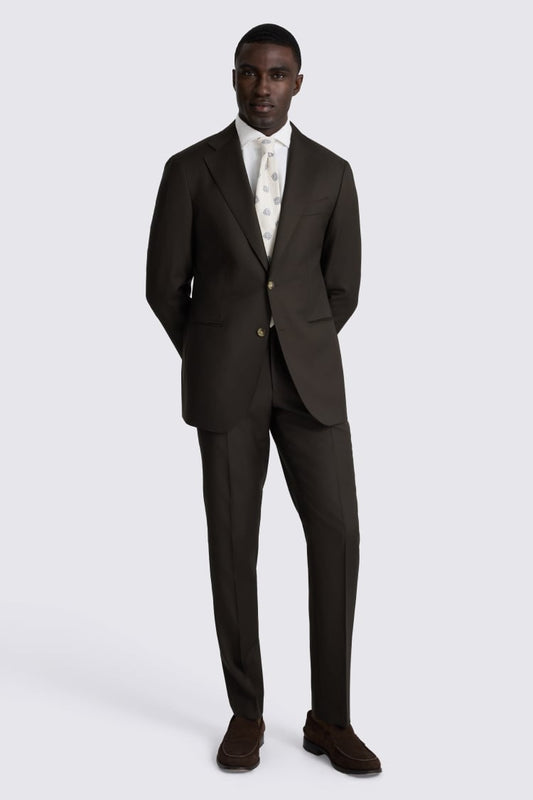 Italian Tailored Fit Brown Twill Suit