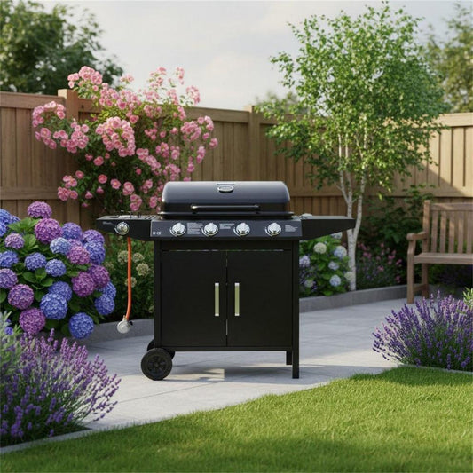 George Foreman 4 Burner BBQ with sideplate