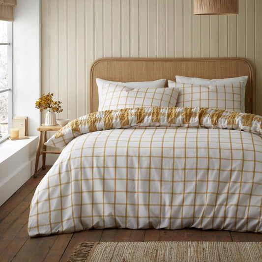 Brushed Seersucker Gingham Duvet Cover Set