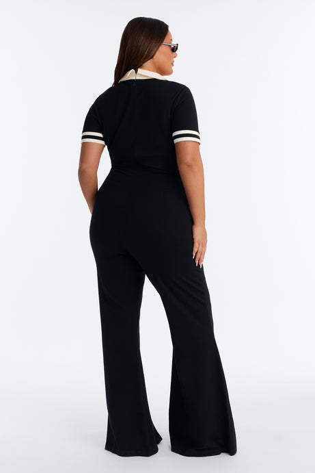 Dianna Ponte Flare Jumpsuit - Black