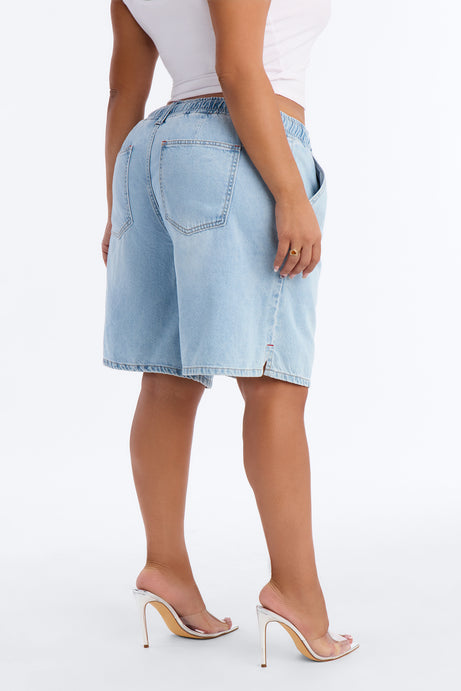 Carolinas Tie Waist Bermuda Denim Shorts