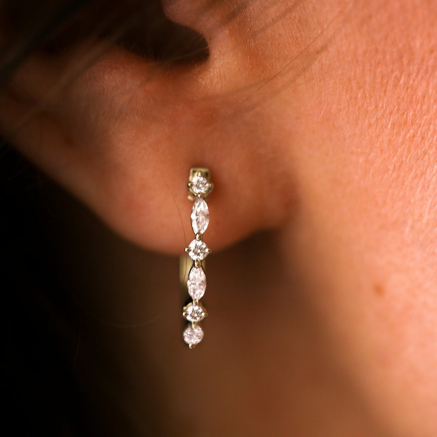 Rose | 9ct Yellow Gold 0.60ct tw Mixed Cut Lab Grown Diamond Hoop Earrings - Interactive Group