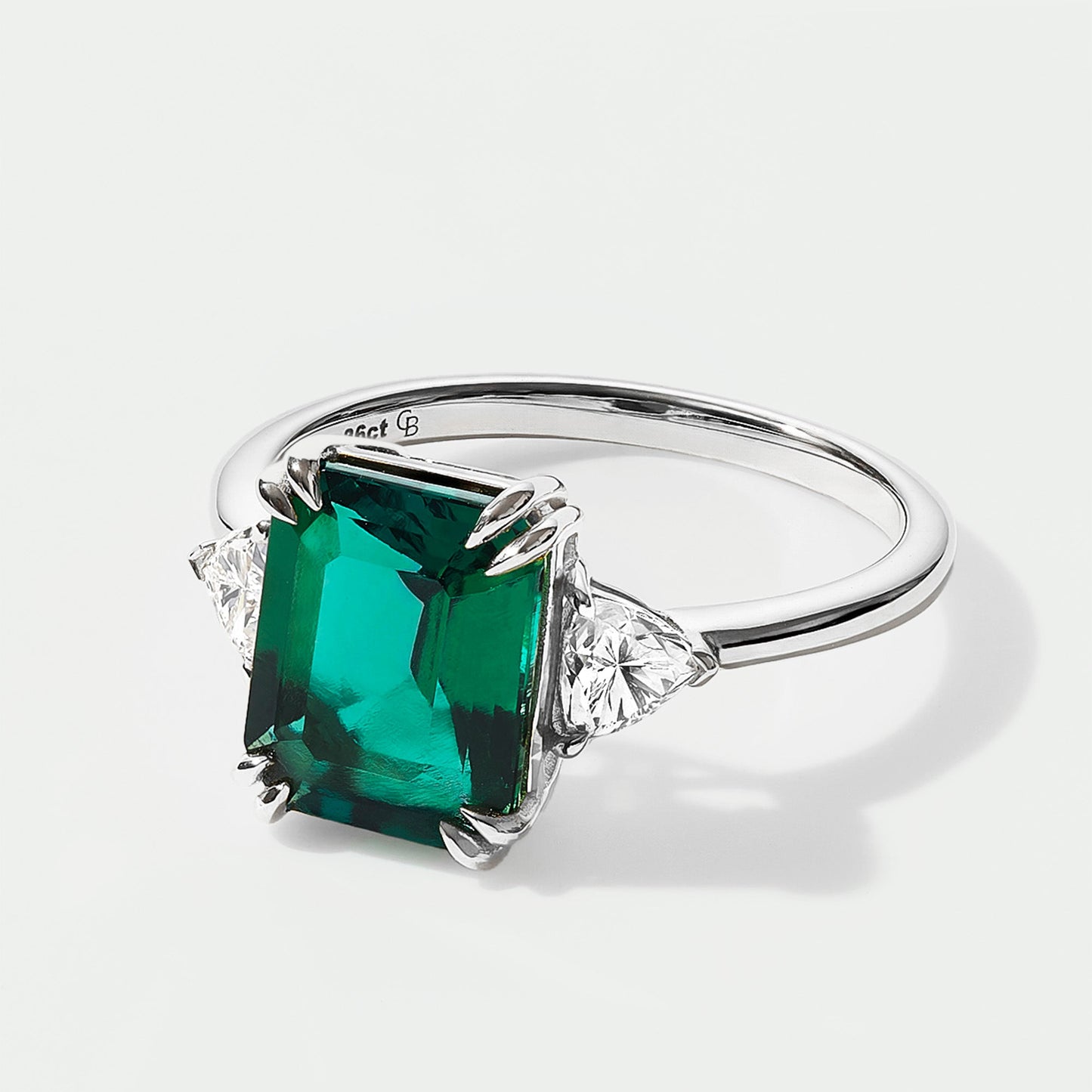 Cassie | 9ct White Gold Created Emerald and 0.36ct tw Lab Grown Diamond Ring - Interactive Group