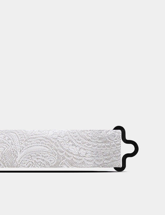 White Jacquard Paisley Silk Bow Tie – Ready Tied