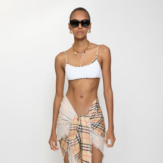 Check Trim Bikini Top