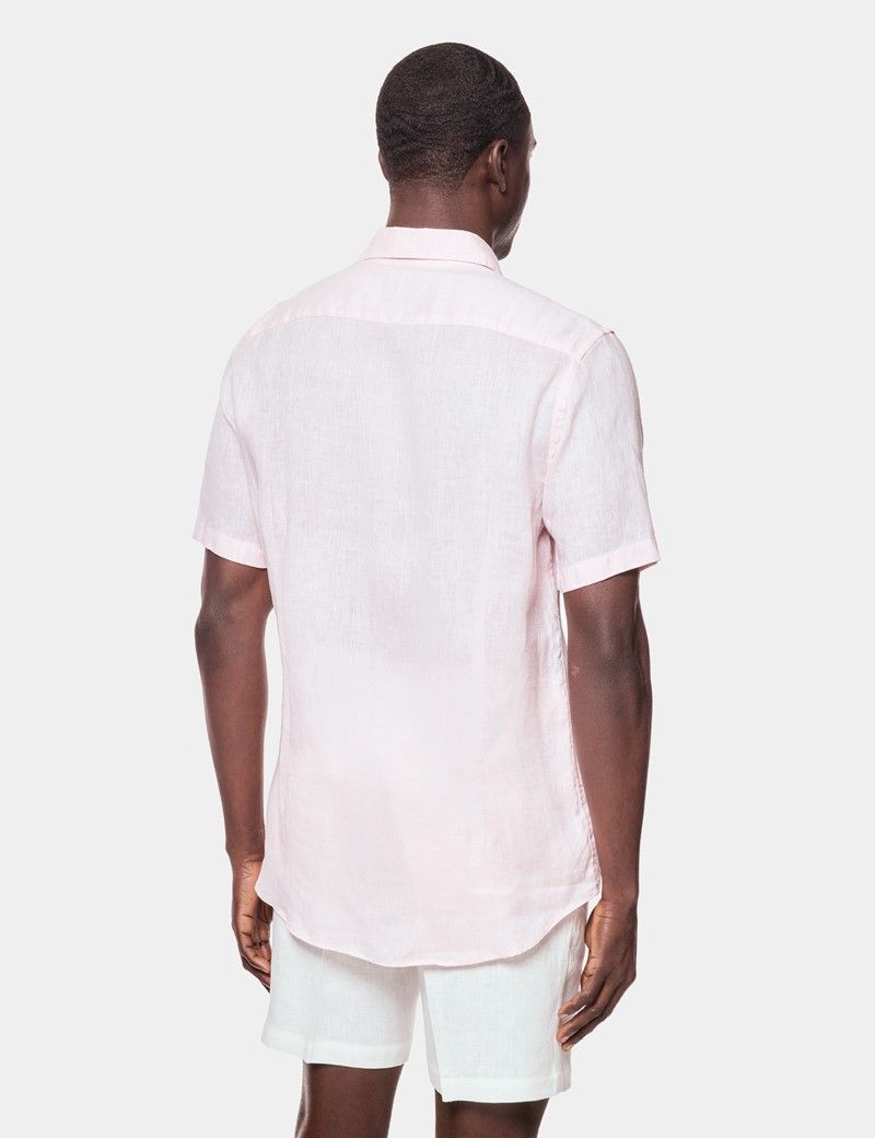 Pink Linen Shirt - Short Sleeve