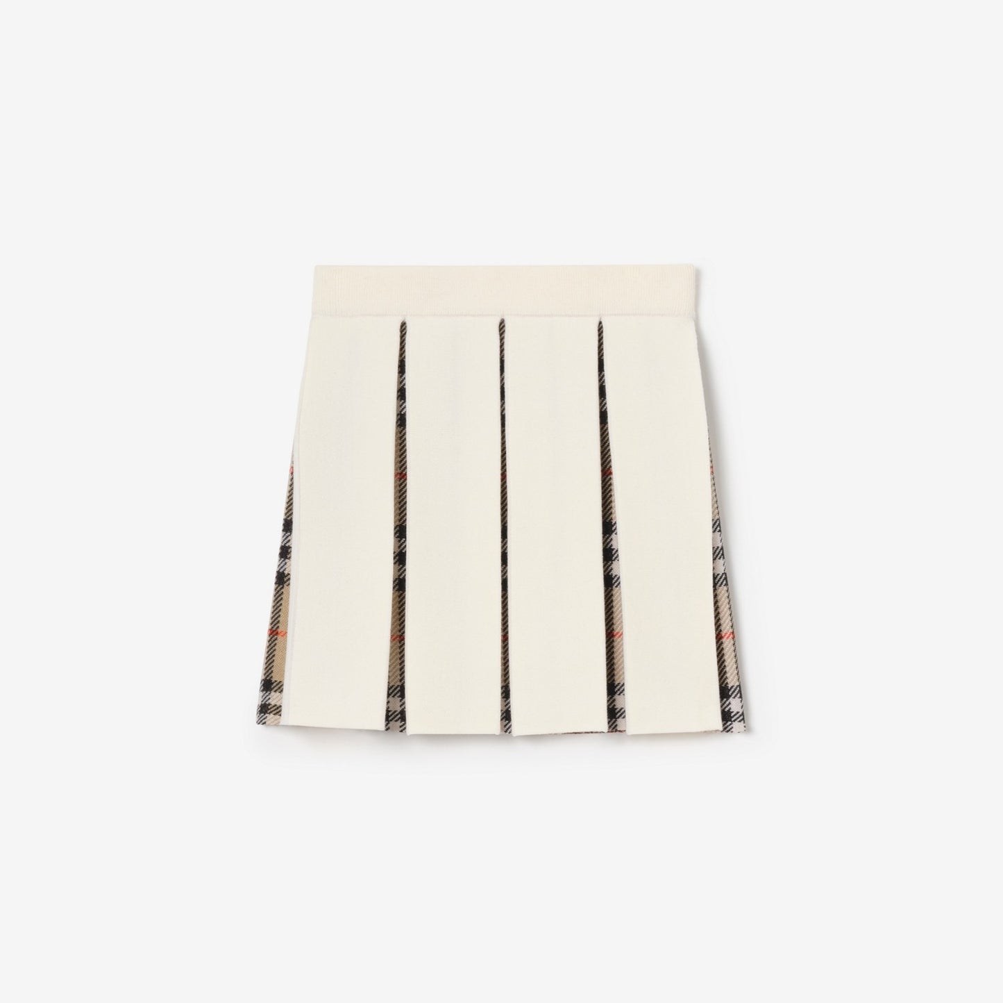 Pleated Check Wool Blend Skirt