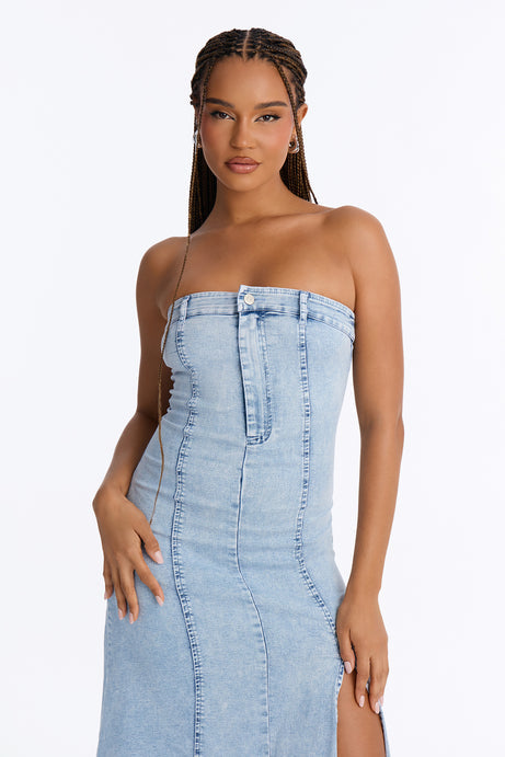 Fashion Killer Strapless Denim Maxi Dress