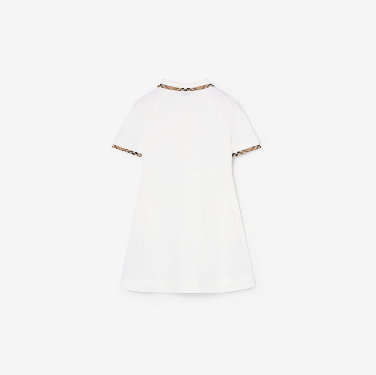 Check Trim Cotton Polo Shirt Dress