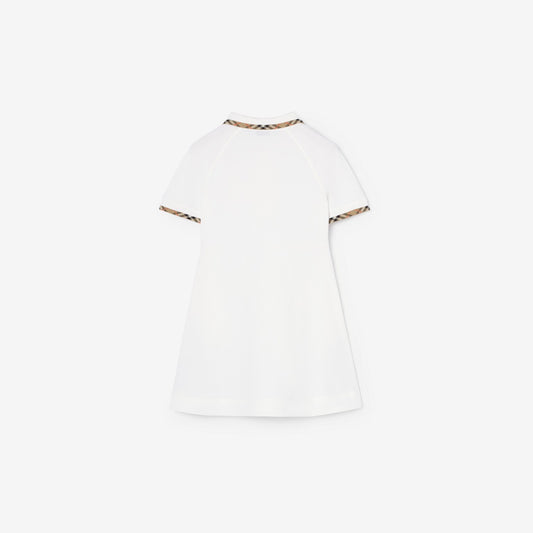 Check Trim Cotton Polo Shirt Dress