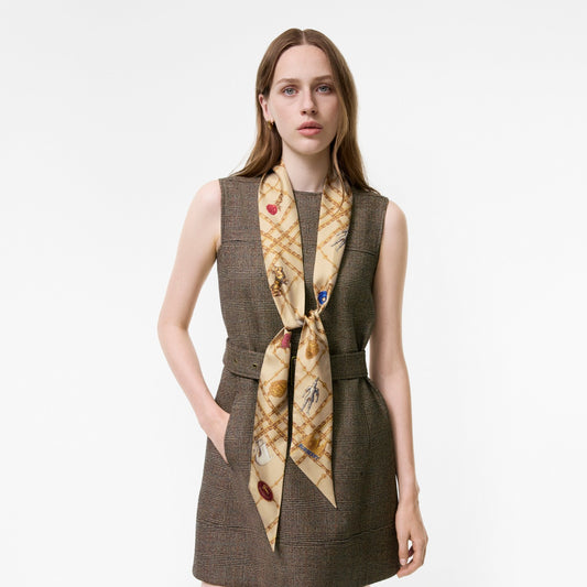Skinny Check Charm Silk Scarf