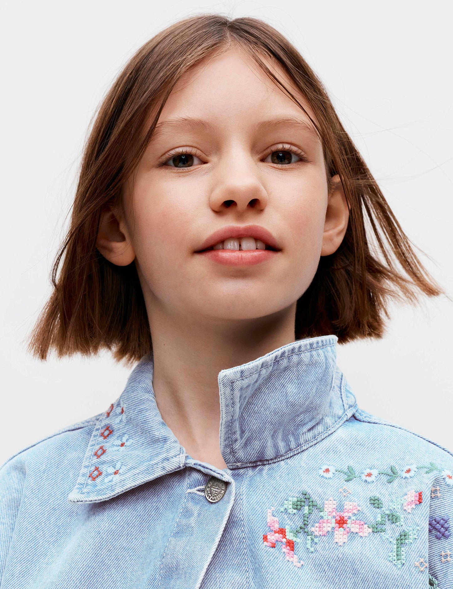 Denim Cross Stitch Embroidered Shirt (6-16 Yrs)