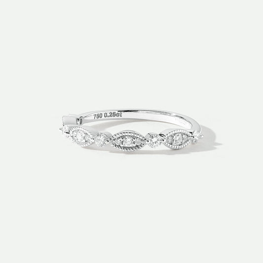 Florence | 18ct White Gold 0.25ct tw Lab Grown Diamond Milgrain Vintage Band Ring - Interactive Group