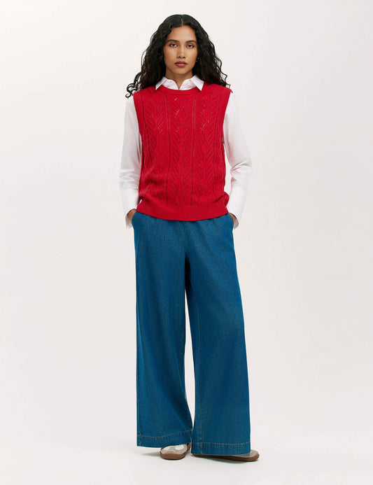 Pure Cotton Crew Neck Knitted Vest