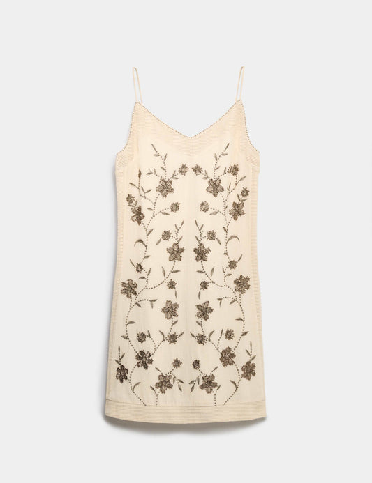 Pure Cotton Embellished V-Neck Mini Cami Dress