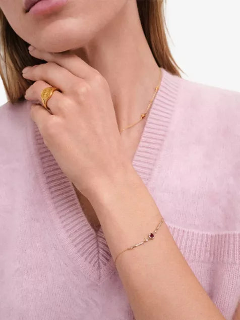 ASTLEY CLARKE Interstellar Solitaire 14ct Yellow-Gold And 0.165ct Lab-Grown Diamond And Ruby Bracelet