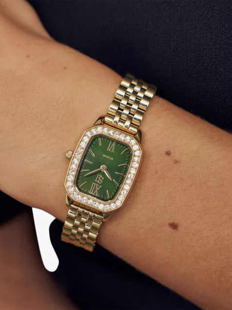 Luciana Gold-Plated Stainless Steel and Cubic Zirconia Quartz Watch