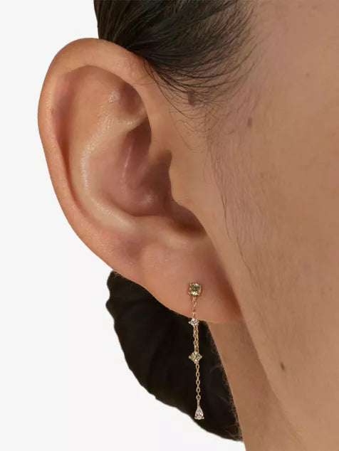 Chain Drop 14ct Yellow-Gold, Lab-Grown Diamond And Yellow Sapphire Drop Earrings