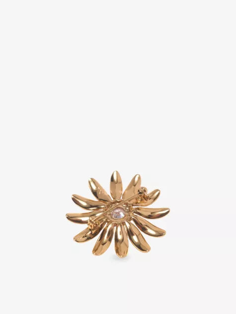MAJE Flower Rhinestone-Embellished Brass Brooch