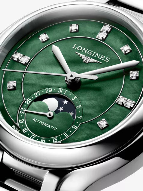 LONGINES PrimaLuna Moonphase Stainless-Steel And 0.051ct Diamond Automatic Watch 34mm