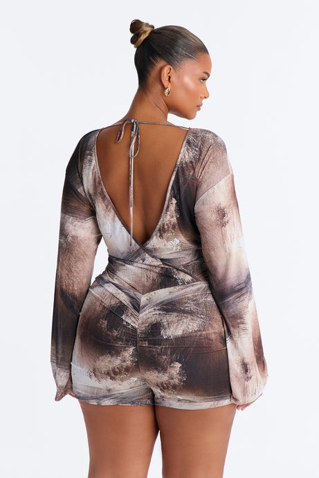 Shadow Heat Long Sleeve Romper - Chocolate