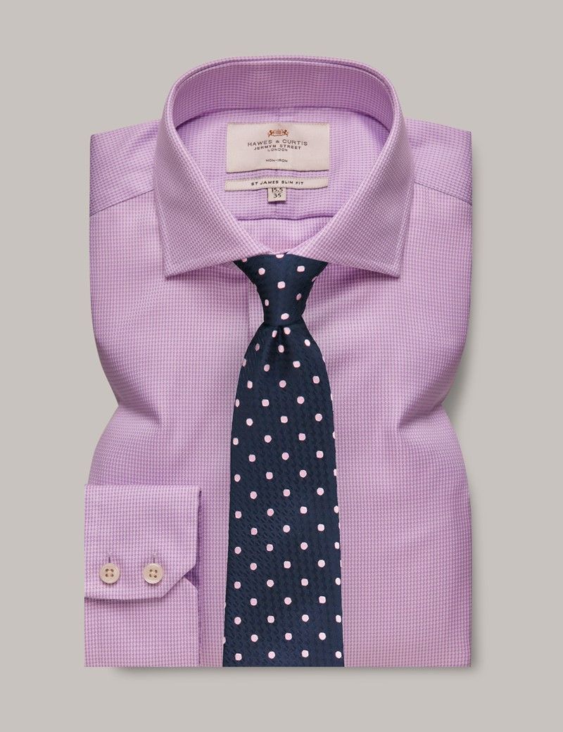 Slim Lilac & White Dogtooth Twill Non-Iron Shirt