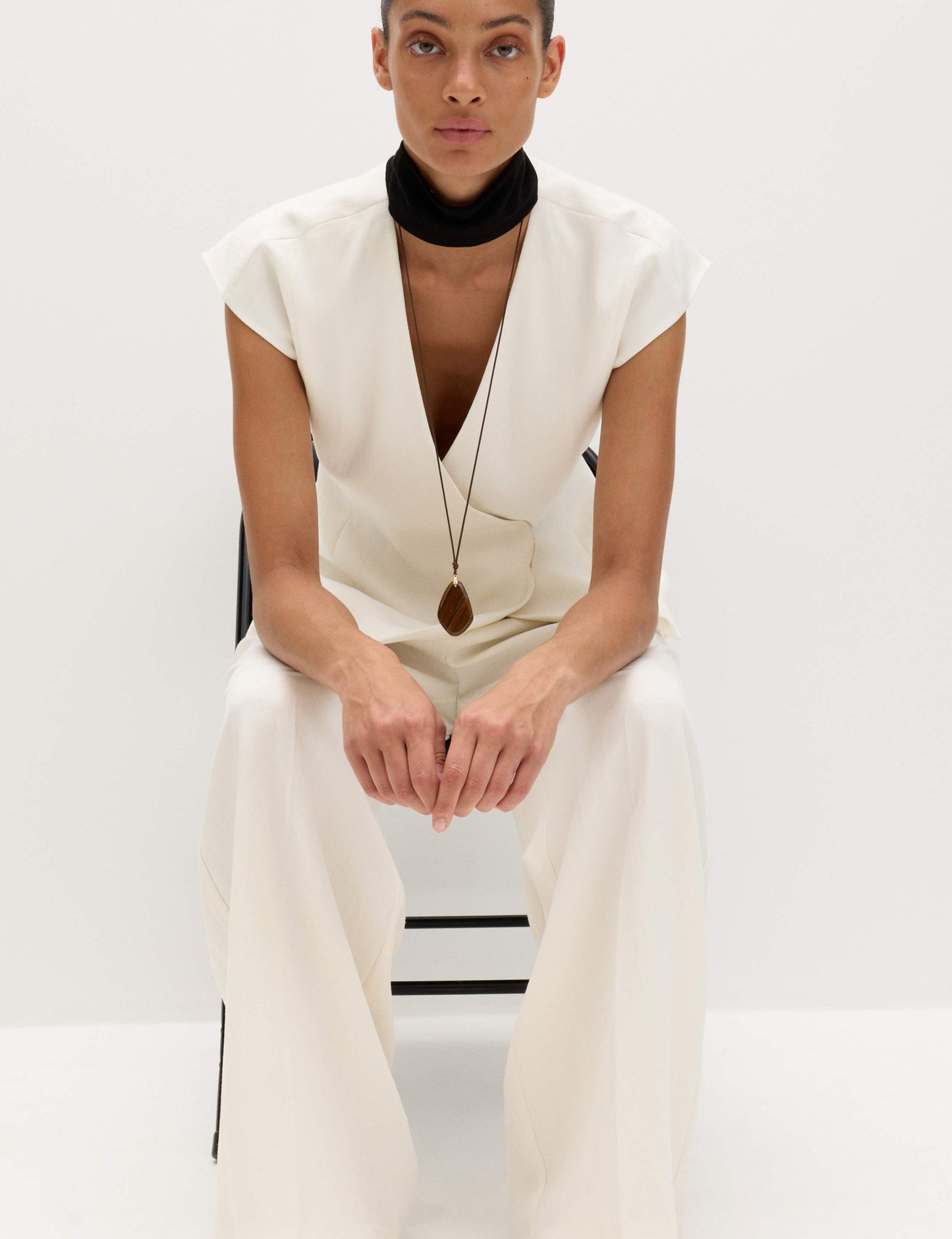 Single Pleat Wide Leg Trousers with Linen