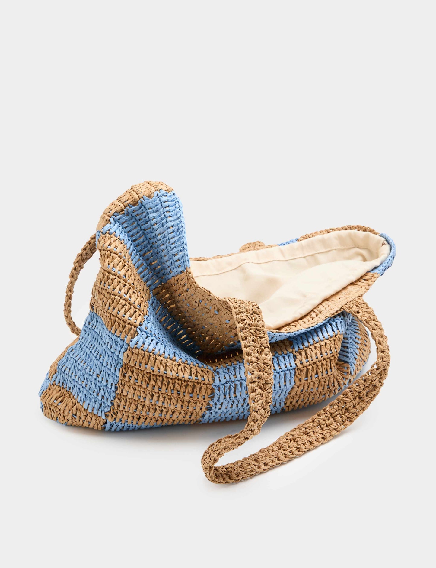 Straw Checkerboard Tote Bag