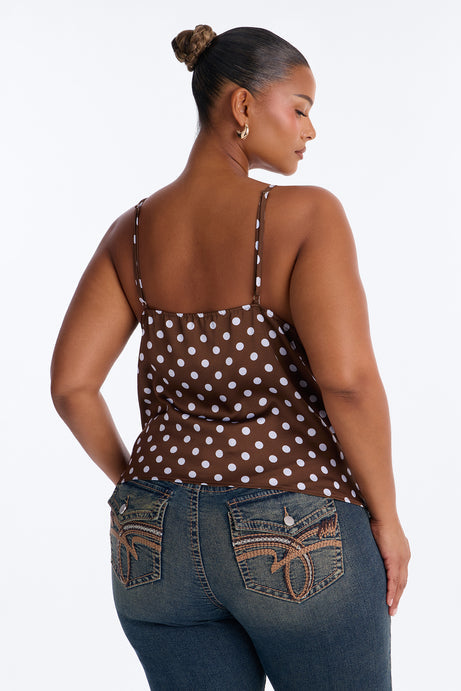 Maribelle Polka Dot Cami Top - Brown/combo
