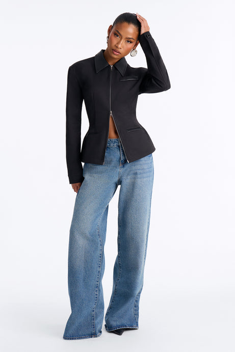 Own The Room Hourglass Twill Work Jacket - Black