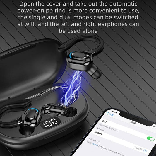 NNEDSZ Wireless Bluetooth Earphones With Charging Case - F8 - Red Double Ear - Interactive Group