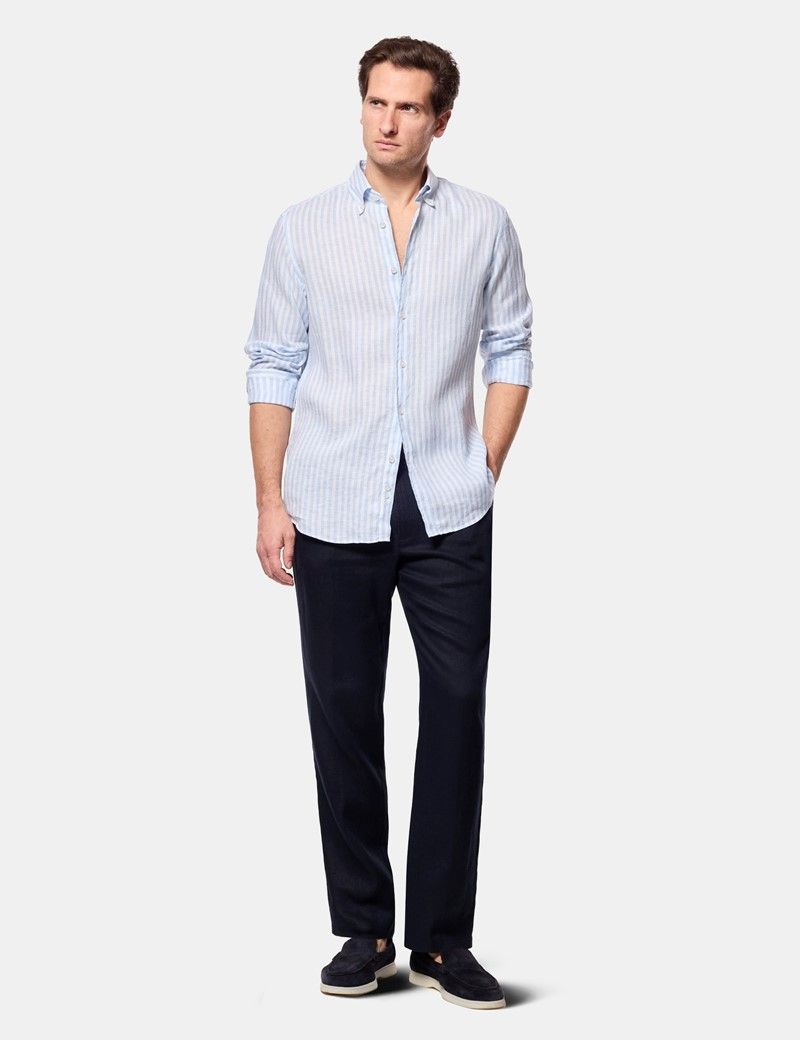 Blue & White Stripe Linen Shirt