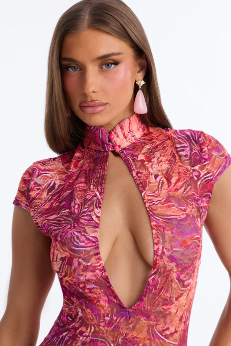 Lenah Lace Maxi Dress - Fuchsia/combo