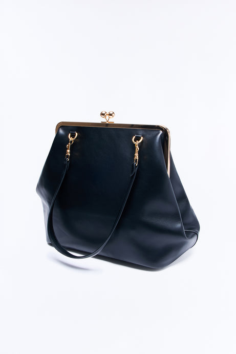 Kiss Me Quick Oversized Faux Leather Clutch - Black