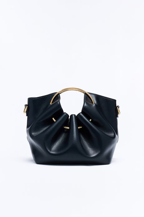 Stay On My Mind Faux Leather Satchel Handbag - Black