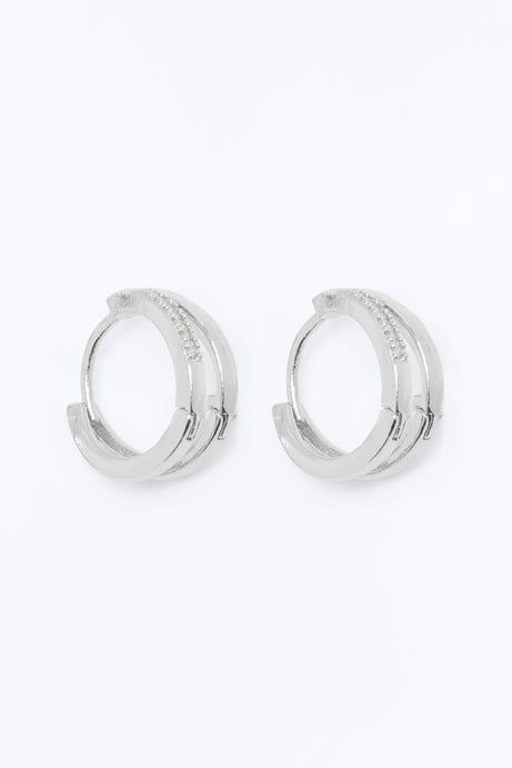 Luna Double Layer Hoop Earrings - Silver