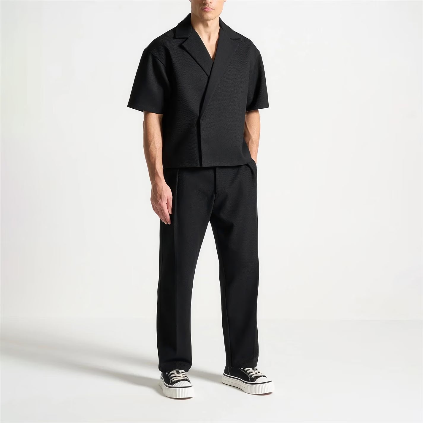 MANIERE DE VOIR Mens Abel Boxy Twill Double Breasted Shirt