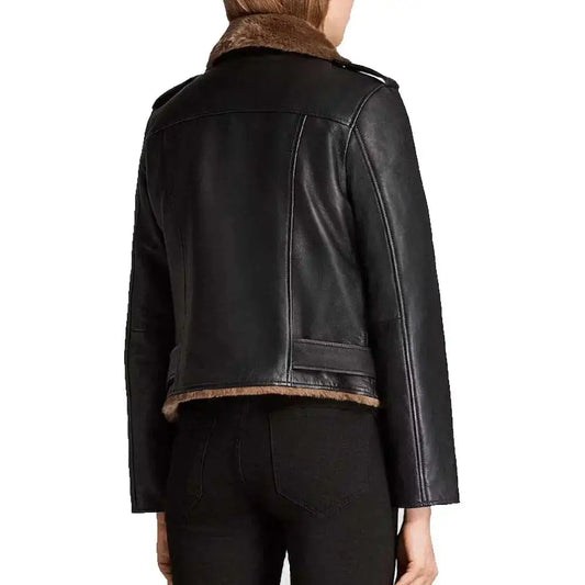 Men's B-3 Aviator Black Shearling Leather Jacket