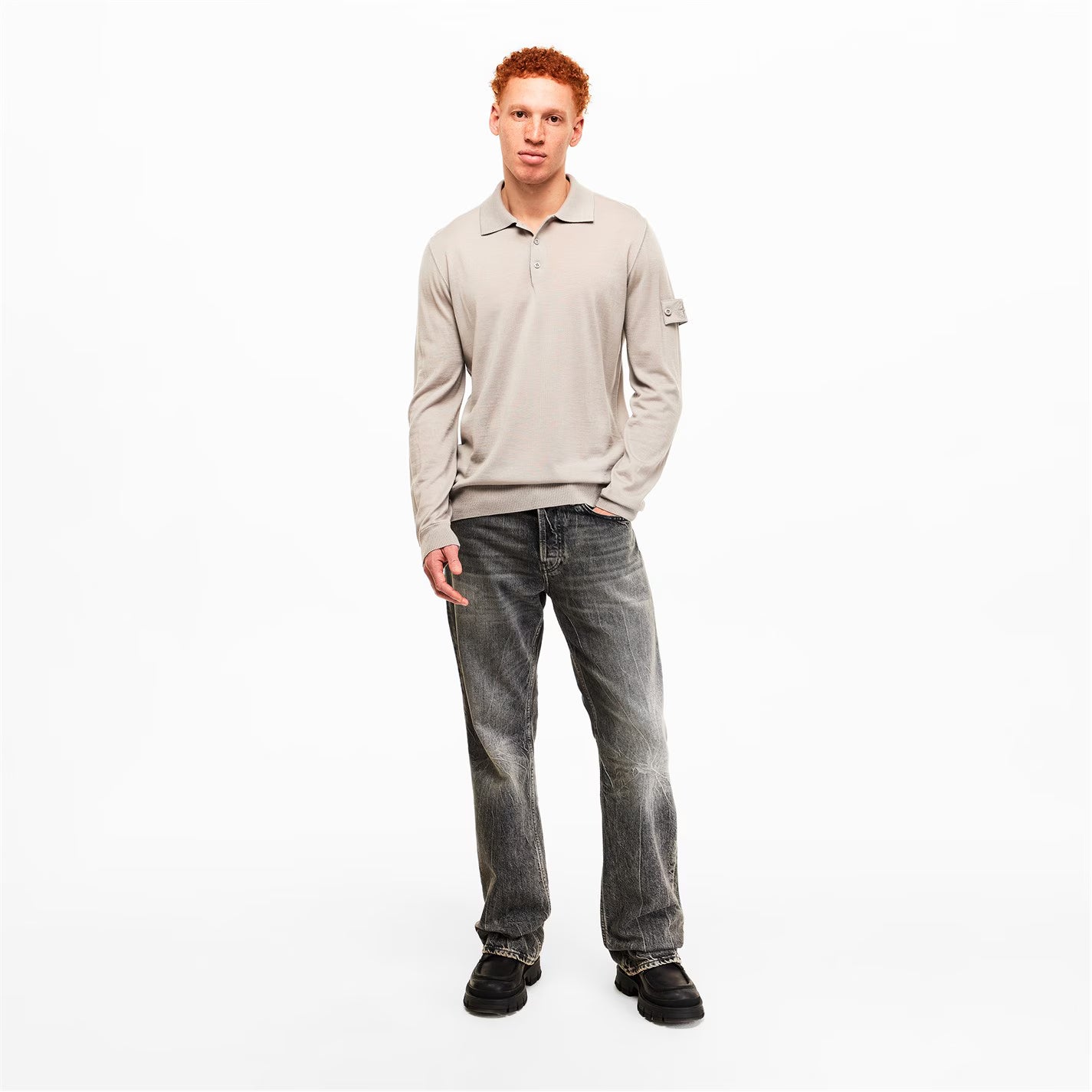 Mens Ghost Long Sleeve Polo Shirt