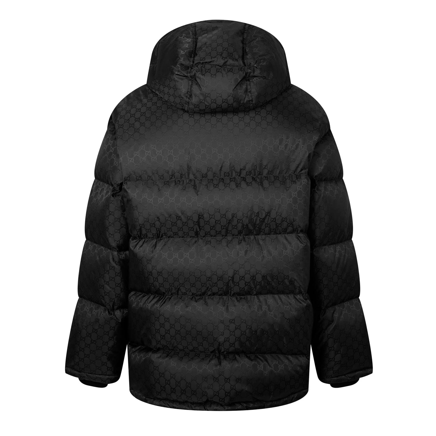Men's GG Nylon Jacquard Web Long Sleeve Short Puffer Jacket